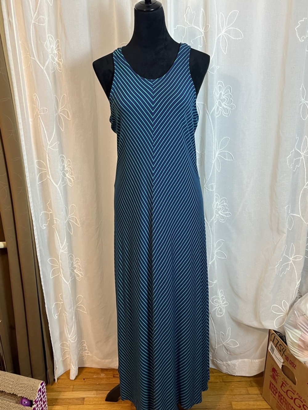 GAP Navy and White Chevron-Stripe Maxi Dress